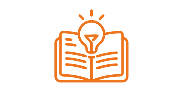An illustration of an open book with a lightbulb shining from it. (Education icons created by Irvan Kurnianto - Flaticon)