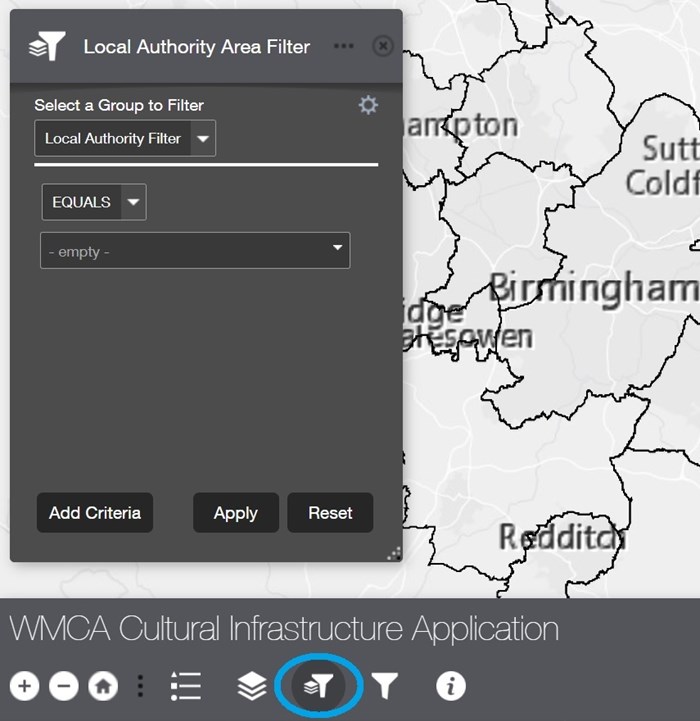Screenshot of WMCA Cultural Infrastructure Application