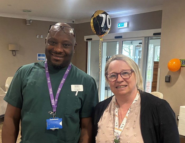 Ayoola Akinola, an adult care apprentice with Jo Ainge, Regional Trainer at Restful Homes Group