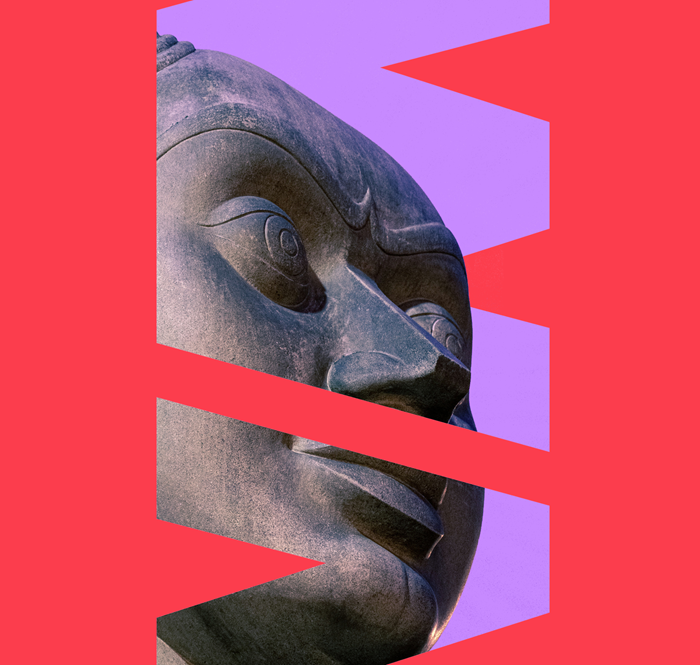 Face of metal statue in West Midlands Futures cut out