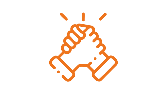 An image of two hands clasped in solidarity and support (Sport team icons created by Freepik - Flaticon)